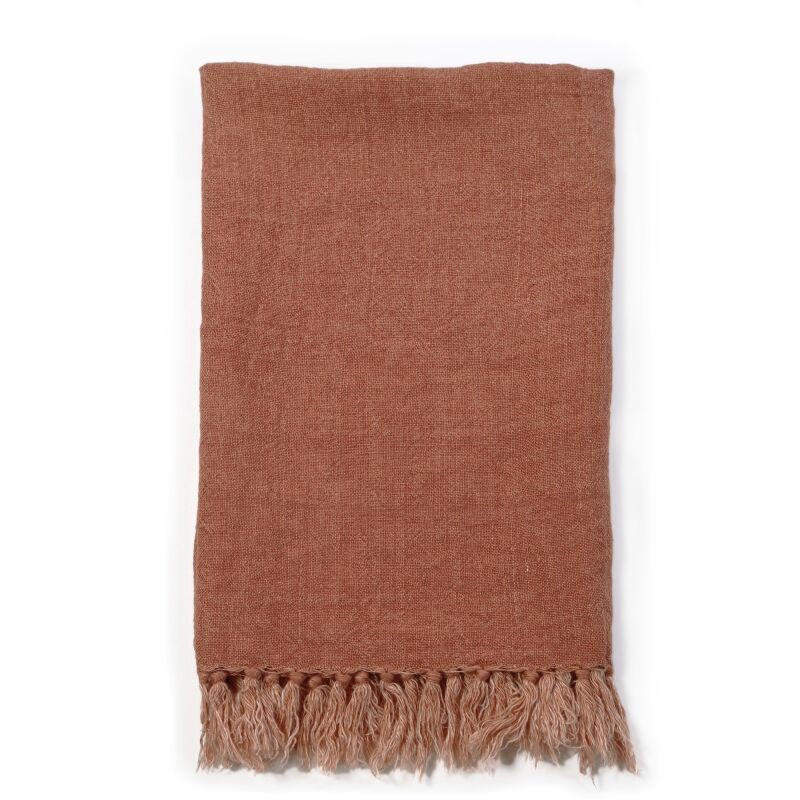Montauk Terra Cotta 50x70 Linen Throw Blanket