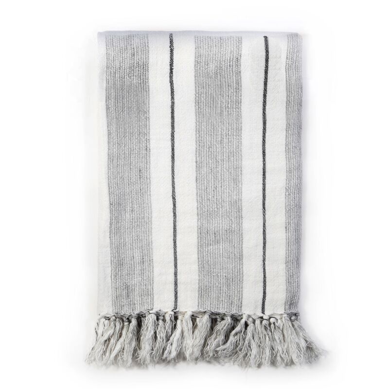 Laguna Grey/ Charcoal Throw Linen Throw Blanket 50x70