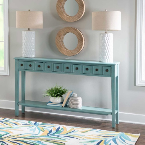 16A8213T Sadie Teal Long Console