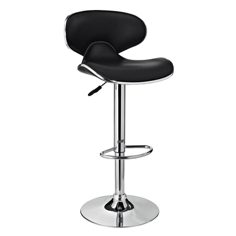 Chrome and PU Barstool Powell in Black | Leather by Linon