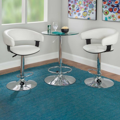 211 915 white faux leather barrel chrome adjustable height bar stool 1