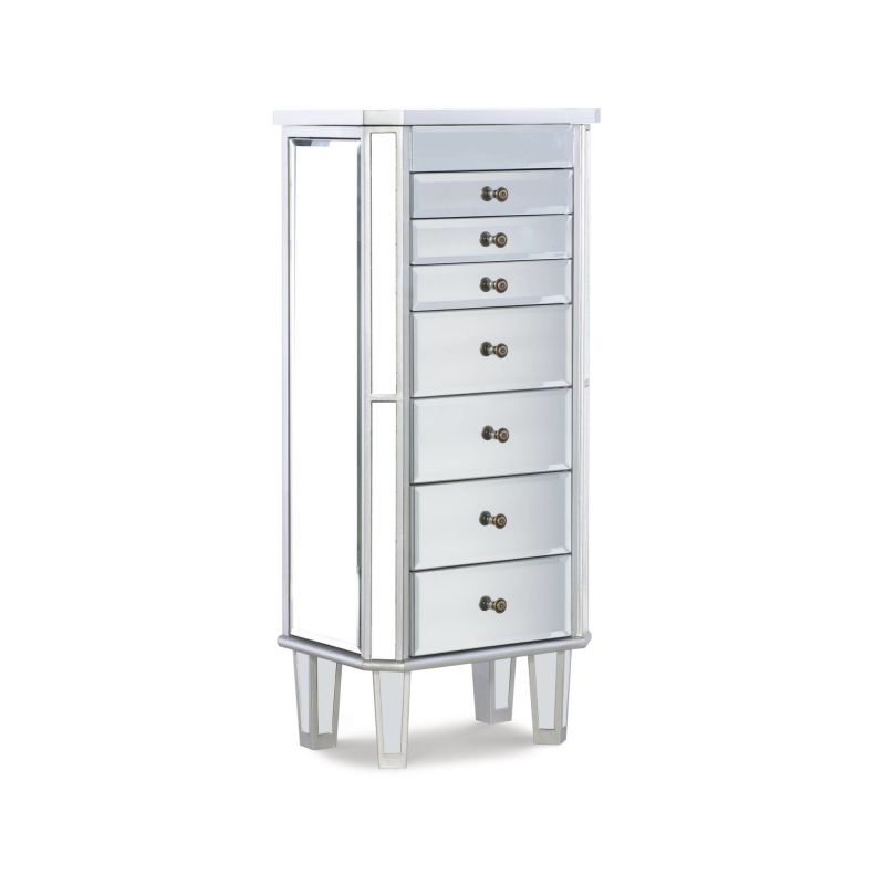 233-314 Mirrored Jewelry Armoire with Silver Wood