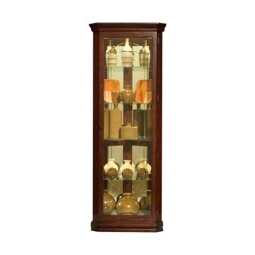20205 Mirrored 4 Shelf Corner Curio Cabinet in Victorian Brown