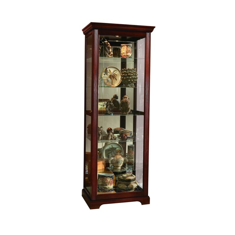 20717 Sliding Door 5 Shelf Curio Cabinet in Victorian Brown