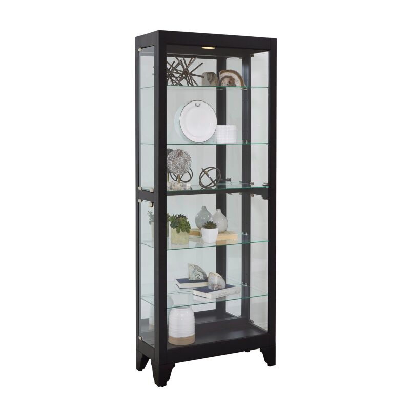 21218 Lighted Gallery Style 5 Shelf Curio Cabinet in Onyx Black