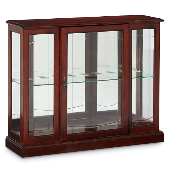 6705 Lighted 1 Shelf Console Display Cabinet in Cherry Brown