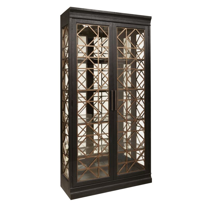 P301529 4 Shelf Display Cabinet with Decorative Glass Doors