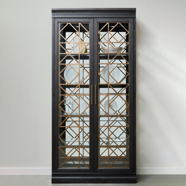 P301529 4 Shelf Display Cabinet with Decorative Glass Doors