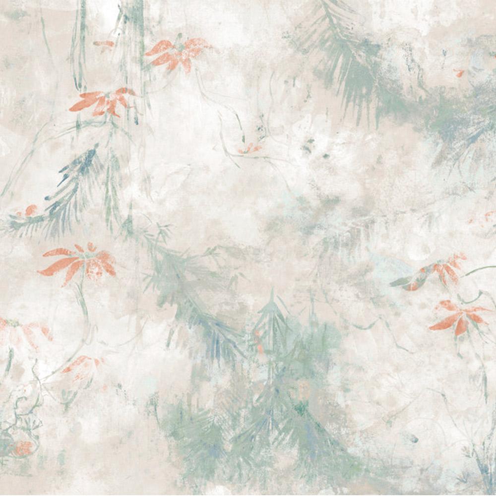 Jungle Lily Mural Peel & Stick Wallpaper in White/Brown by RoomMates