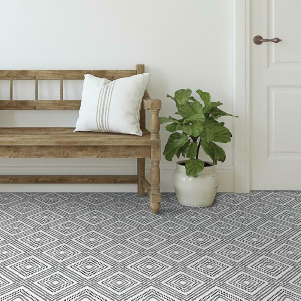 FT4602BX Santorini Black & White Peel And Stick Floor Tile