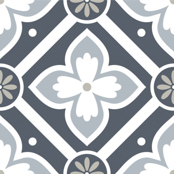 FT4604BX Dublin Slate Floral Peel And Stick Floor Tile