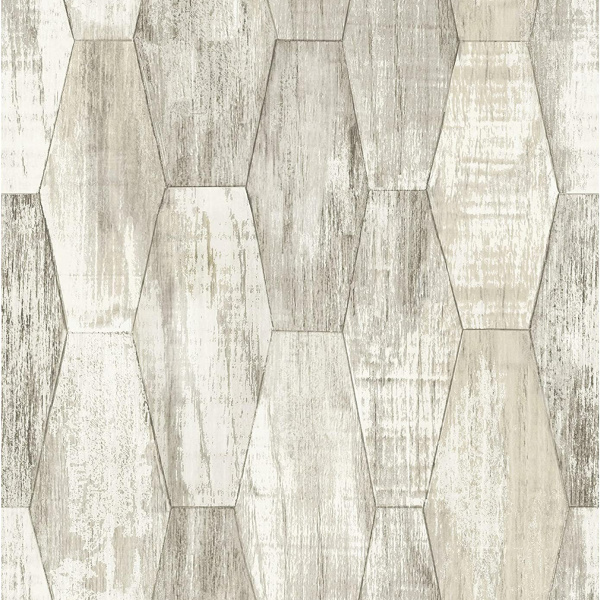 RMK11851RL Wood Hexagon Tile Peel & Stick Wallpaper