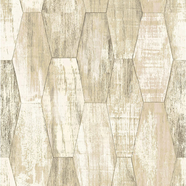 RMK11852RL Wood Hexagon Tile Peel & Stick Wallpaper