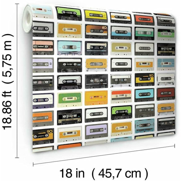 Rmk12080rl Retro Cassettes Peel Stick Wallpaper 1