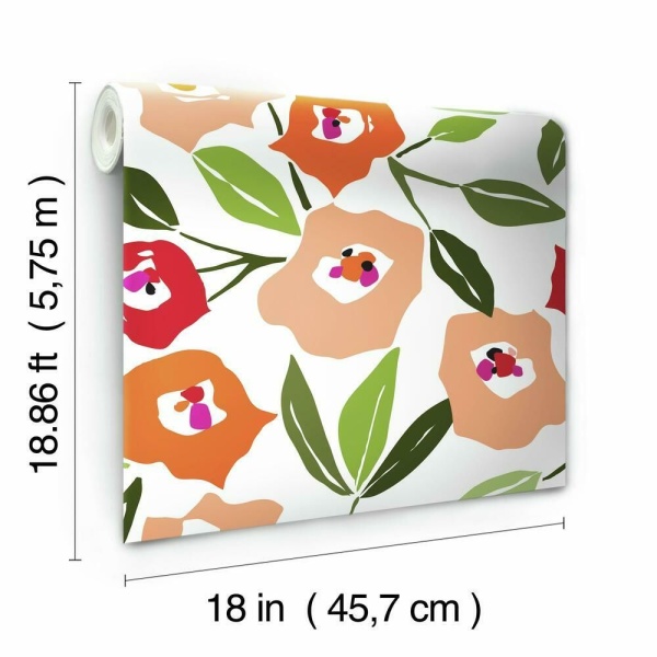 Rmk12090rl Block Print Blooms Peel Stick Wallpaper 5