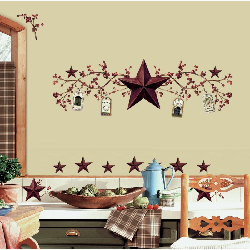 Rmk1276scs Country Stars And Berries Wall Decals Roomset 1