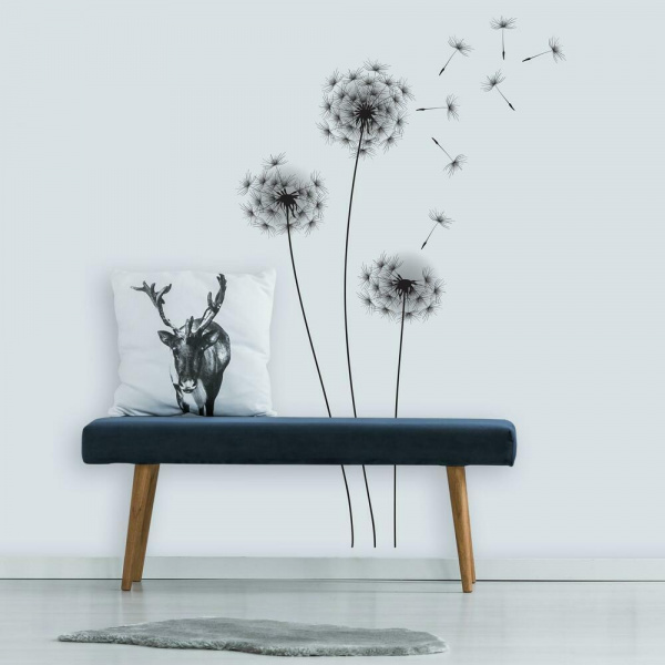 RMK2606GM Whimsical Dandelion Peel And Stick Giant Wall Decals