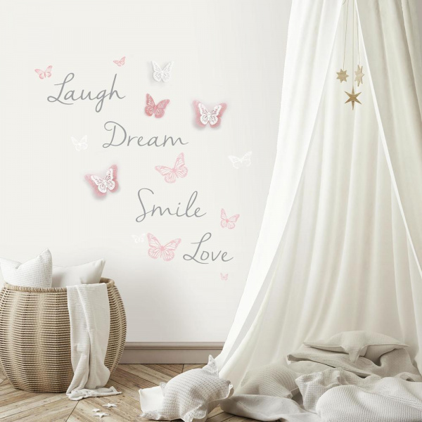 RMK3173SCS Butterfly Dream Peel And Stick Wall Decals W/ 3D Cutout Butterflies