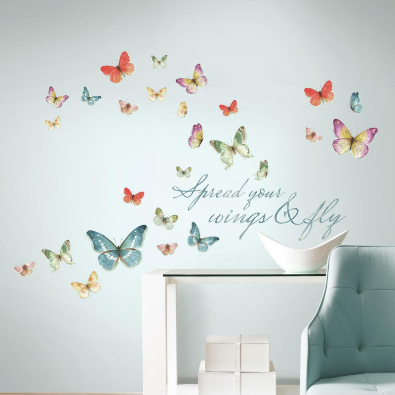 Lisa Audit Butterfly Quote Peel And Stick Wall Decals