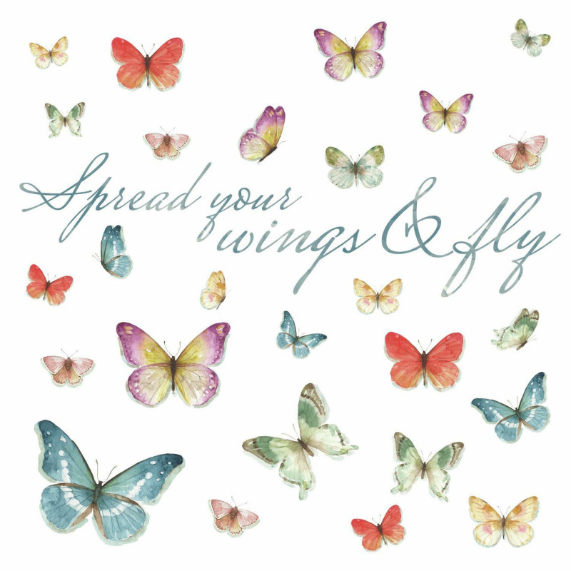 RMK3263SCS Lisa Audit Butterfly Quote Peel And Stick Wall Decals