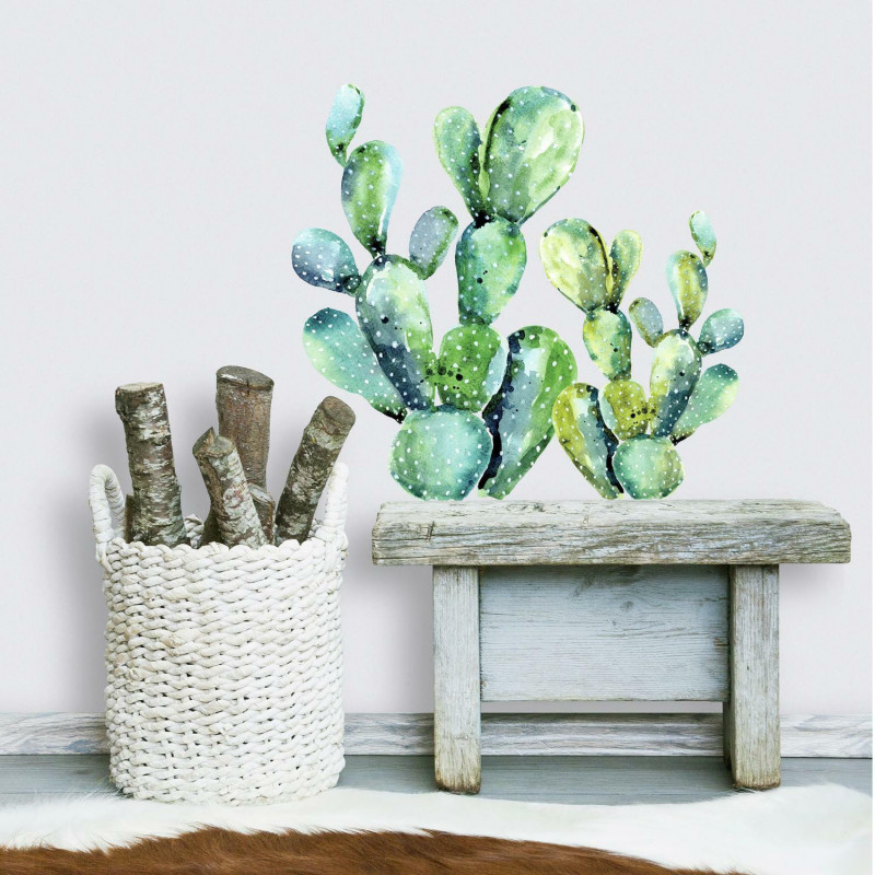 Watercolor Cactus Peel And Stick Giant Wall Decals