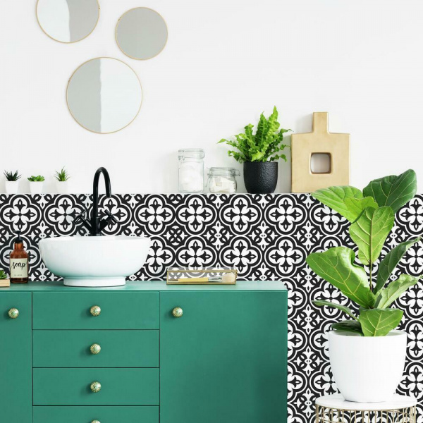 Ornate Tiles Black And White Peel And Stick Decals