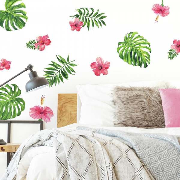 Tropical Hibiscus Flower Peel And Stick Wall Decals