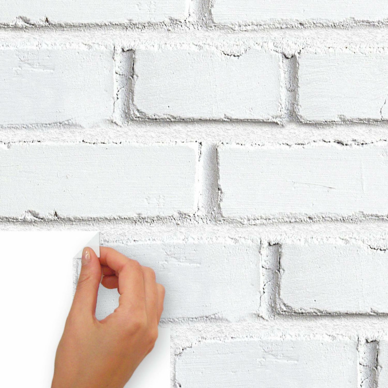 RMK4061GM White Brick Peel And Stick Giant Wall Decals