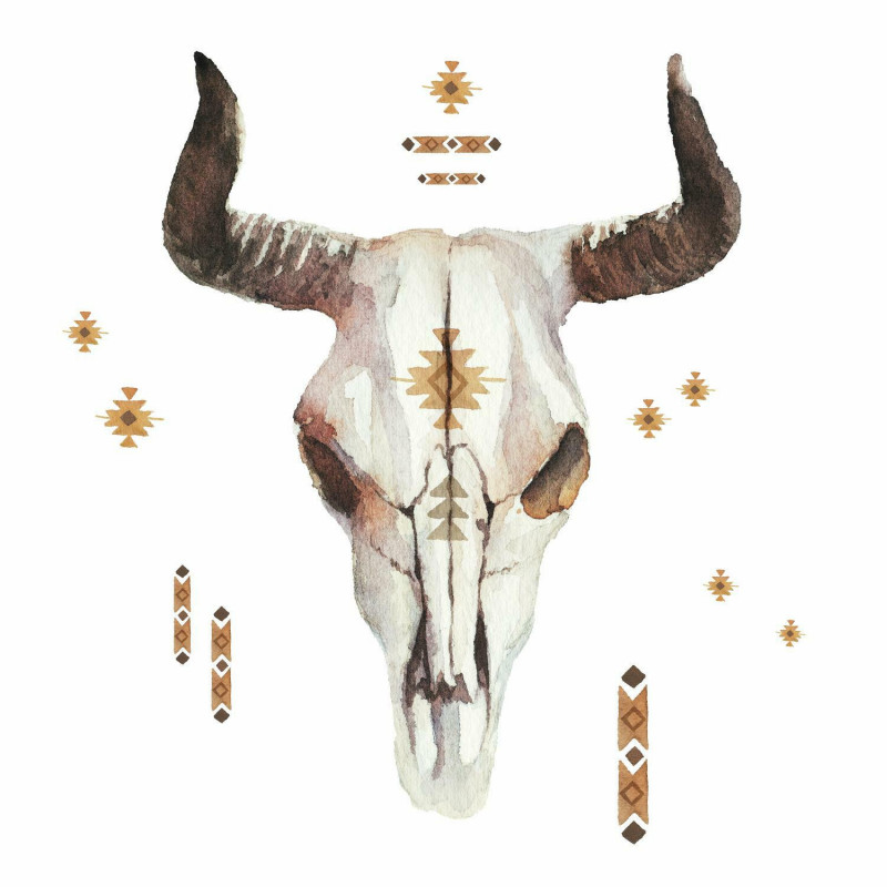 RMK4094GM Cow Skull Southwestern Peel And Stick Giant Wall Decals