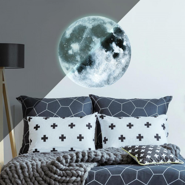 RMK4097SLM Moon Glow In The Dark Peel And Stick Giant Wall Decals