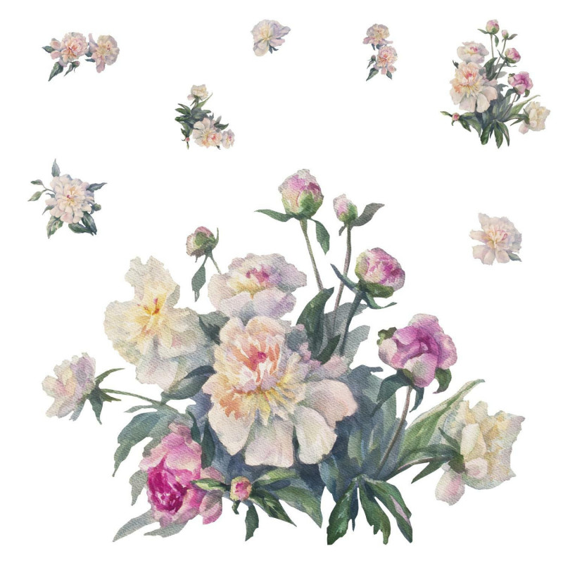 RMK4304SLM White And Pink Floral Bouquet Peel And Stick Giant Wall Decals