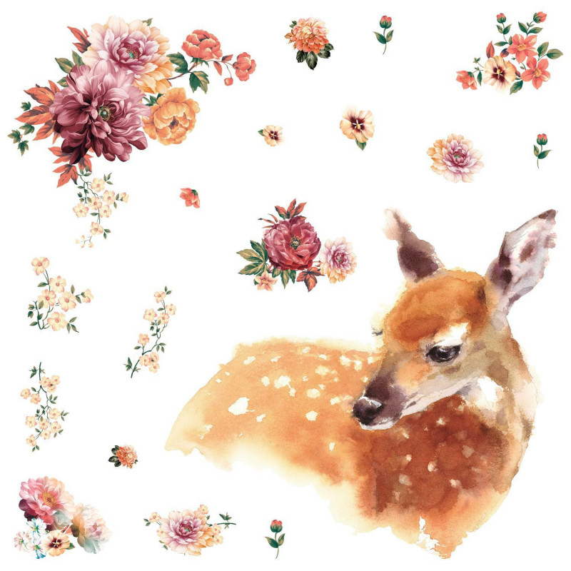 RMK4307SLM Watercolor Fawn Peel And Stick Giant Wall Decals