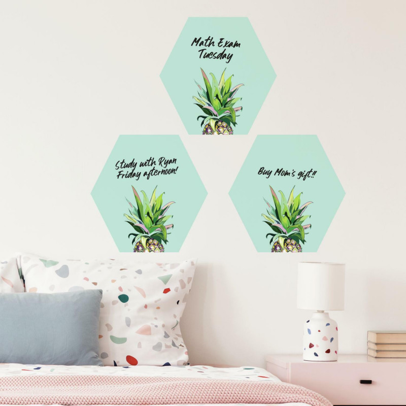 RMK4319SCM Pineapple Crown Dry Erase Hexagon Peel And Stick Wall Decals