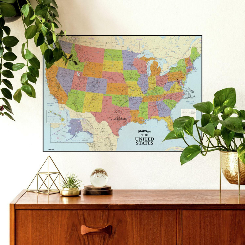 RMK4493GM Dry Erase Us Map Peel And Stick Giant Wall Decal