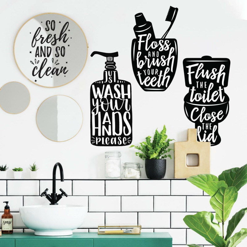 RMK4613SCS Wash Your Hands Soap Quotes Peel And Stick Wall Decals