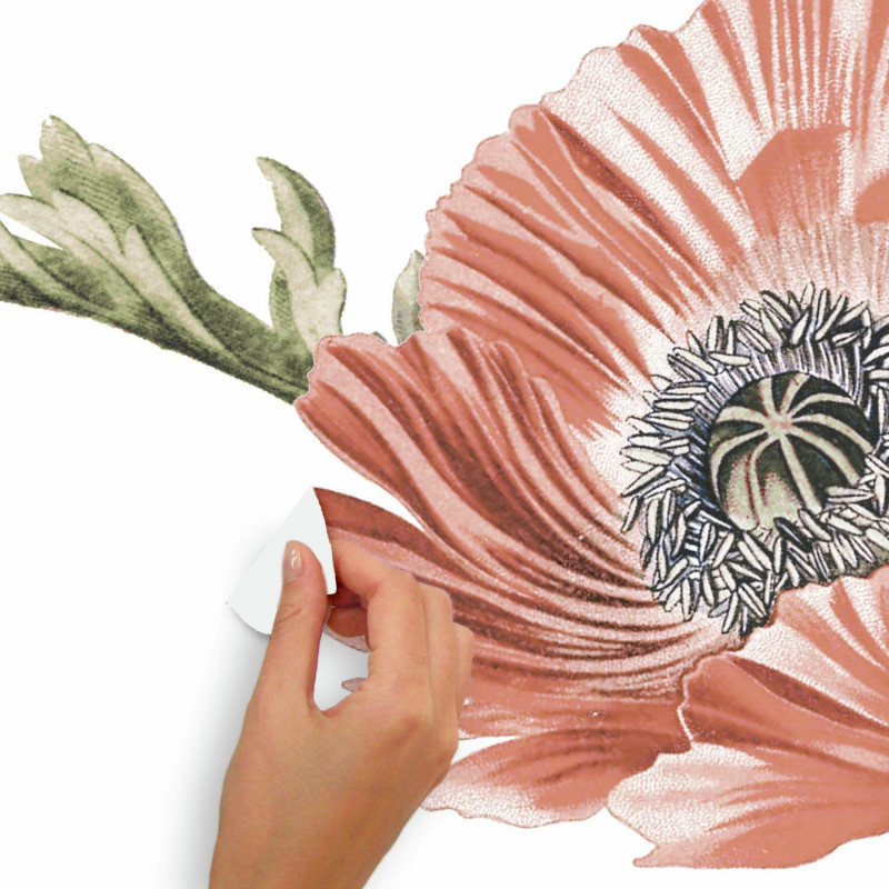 RMK4641TBM Vintage Poppy Floral Peel And Stick Giant Wall Decals