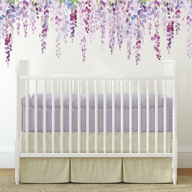 RMK4642GM Watercolor Wisteria Peel And Stick Giant Wall Decals