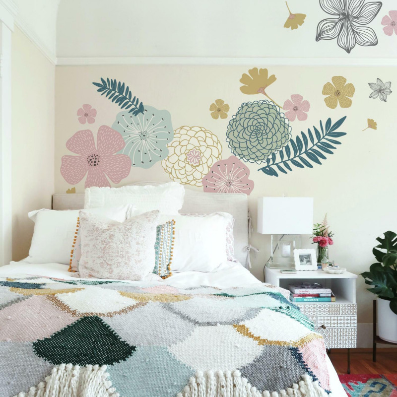 RMK4643GM Perennial Blooms Peel And Stick Giant Wall Decals