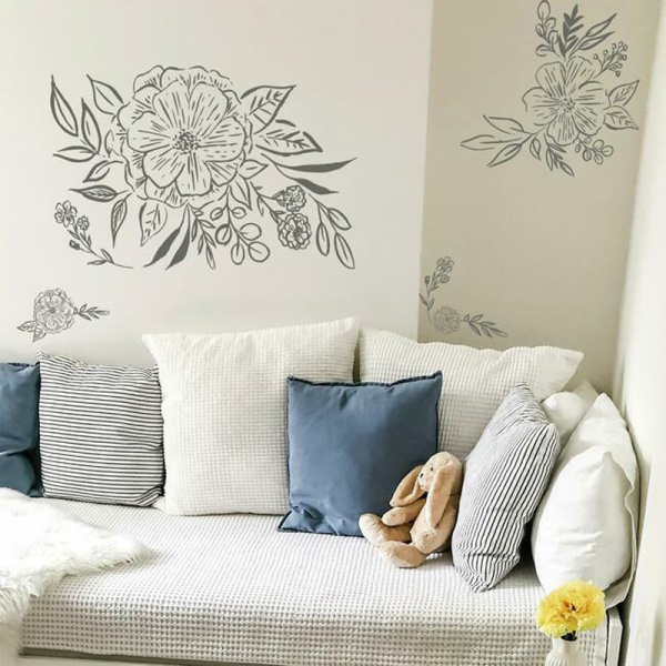 Rmk5108gm Beth Schneider Floral Sketch Peel And Stick Giant Wall Decals 1