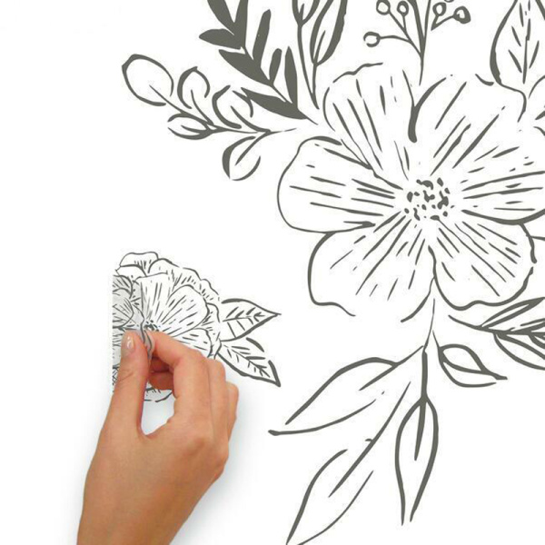 Rmk5108gm Beth Schneider Floral Sketch Peel And Stick Giant Wall Decals 4