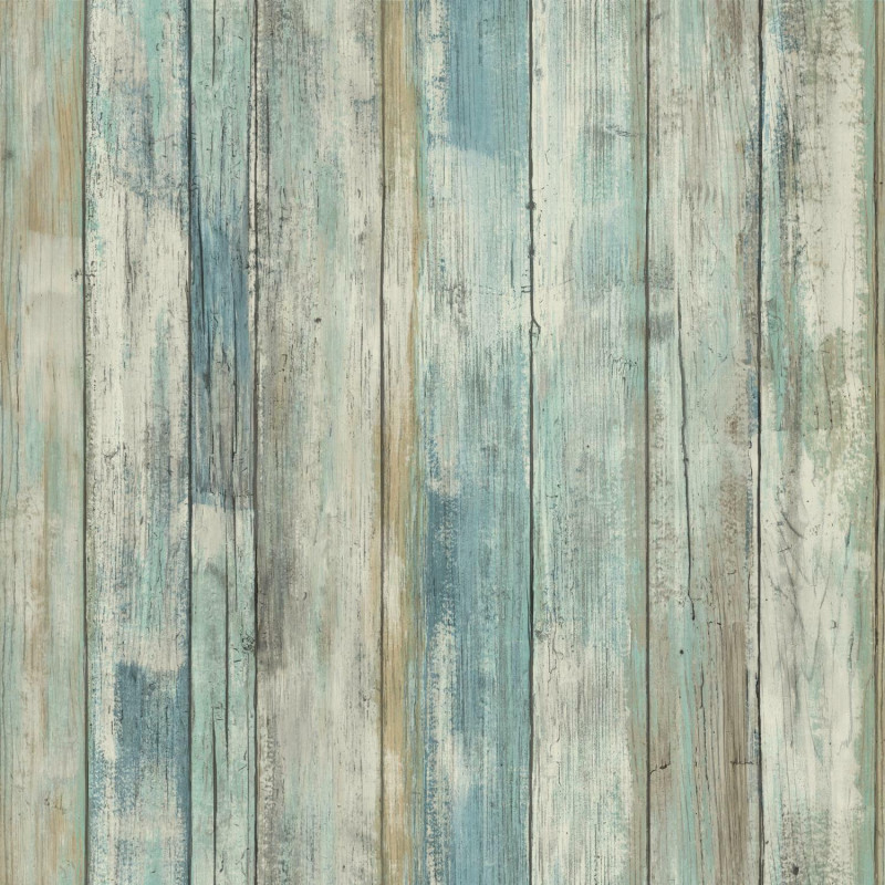 RMK9052WP Distressed Wood Blue Peel & Stick Wallpaper