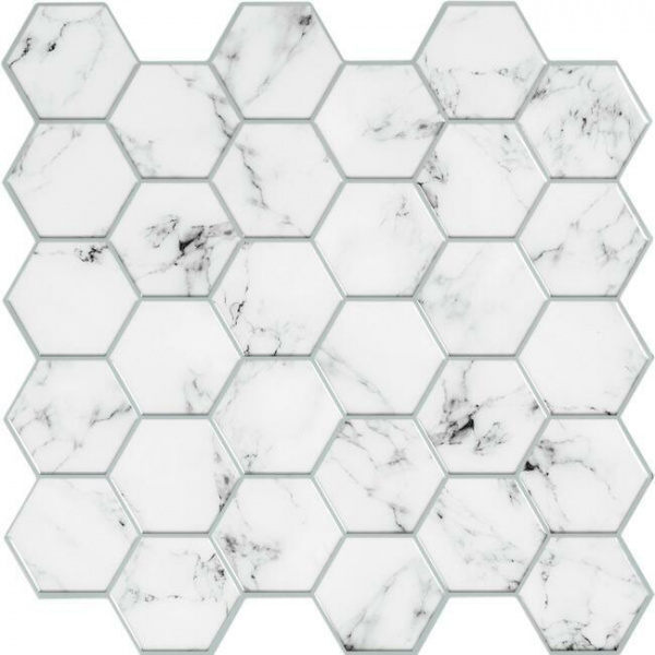 TIL4245FLT Carrara Marble Hexagon Peel And Stick Backsplash