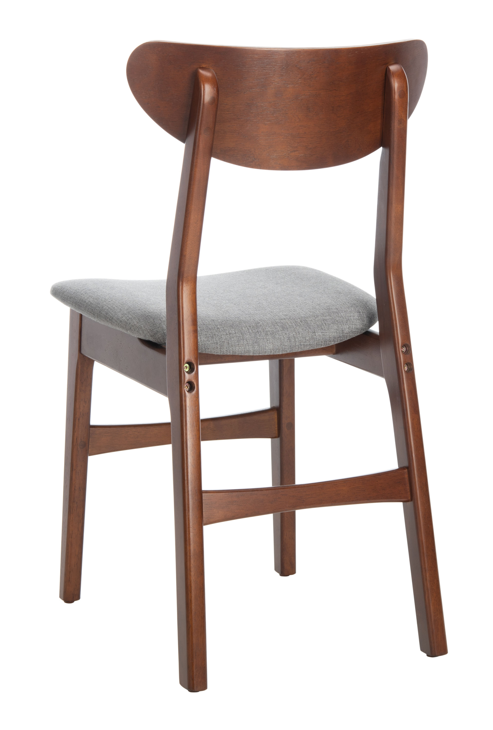 Lucca Retro Dining Chair 2-Set in Walnut/Grey Cushion by Safavieh
