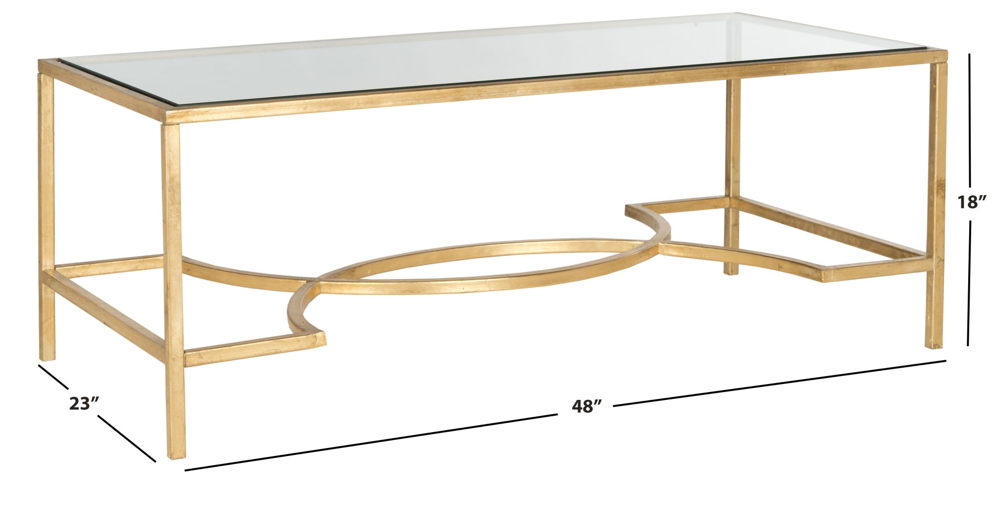 Inga Coffee Table in Gold/Glass by Safavieh
