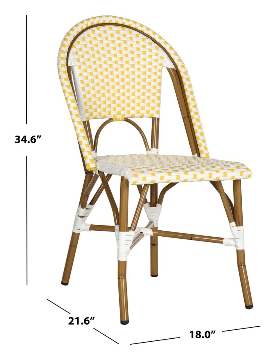 Salcha Indoor-Outdoor French Bistro Side Chair 2-Set in Yellow/White ...