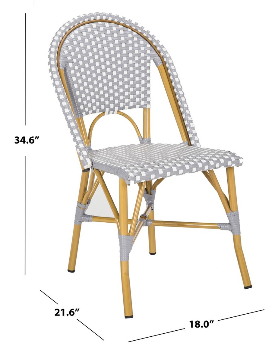 Salcha Indoor-Outdoor French Bistro Side Chair 2-Set in Grey/White ...