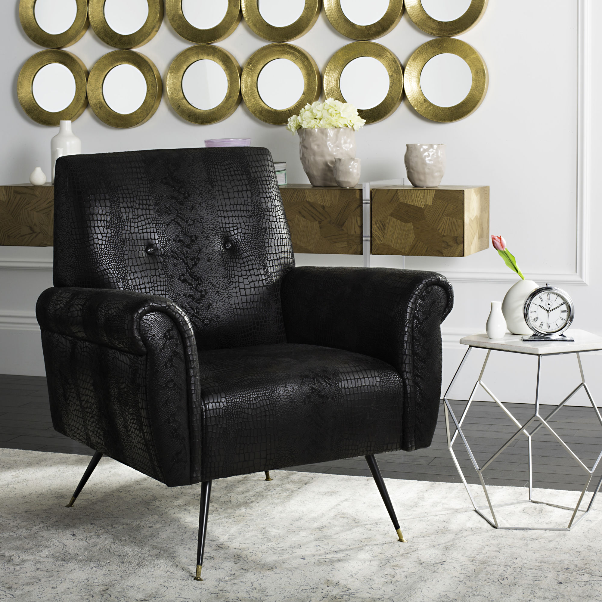 Mira Retro Mid Century Faux Leather Accent Chair