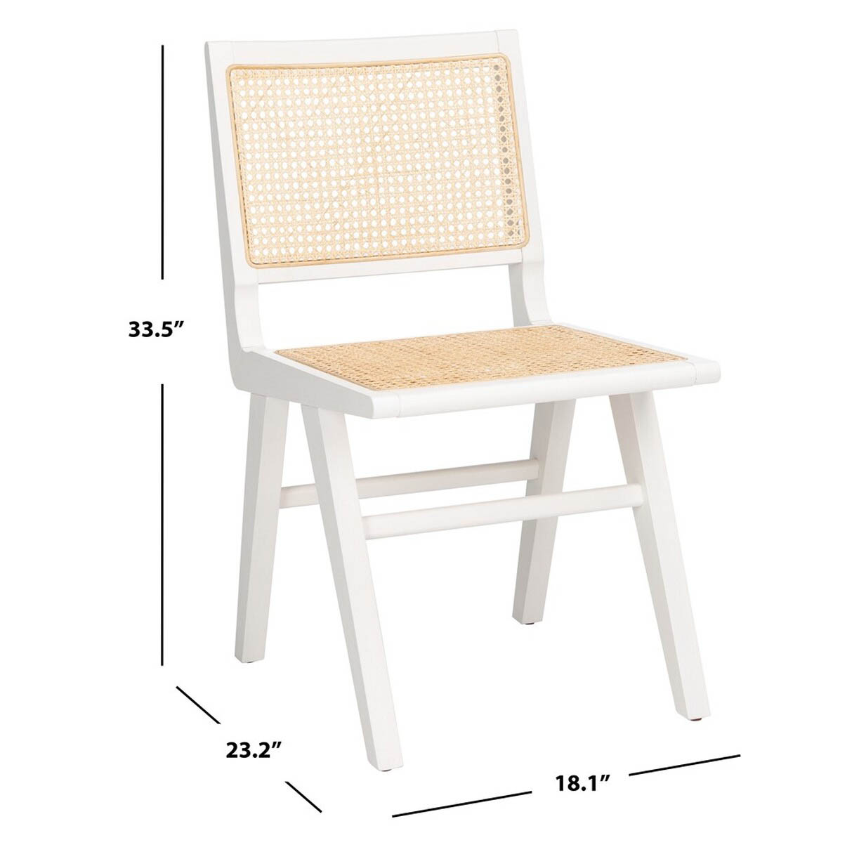Hattie French Cane Dining Chairs (Set of 2) in White/Natural by Safavieh