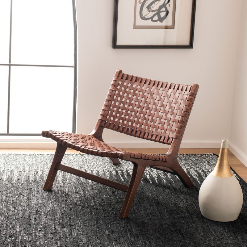 ACH1002B Luna Leather Woven Accent Chair