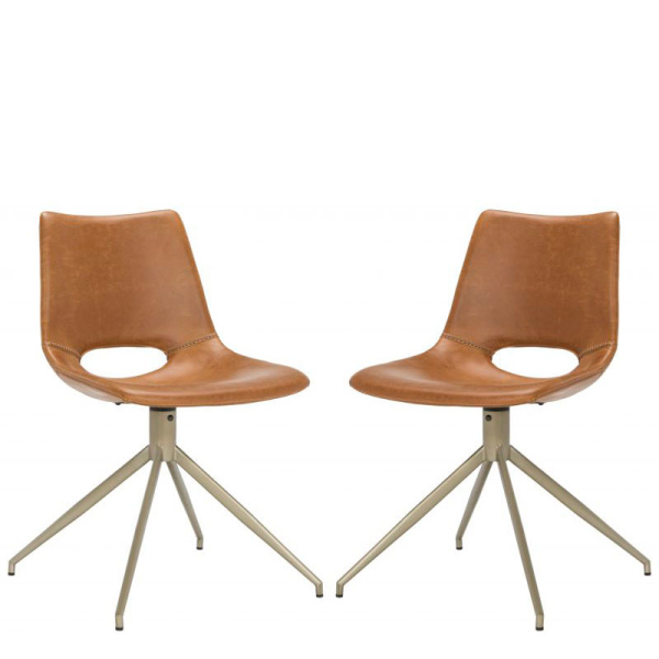 ACH7001A-SET2 Danube Midcentury Modern Leather Swivel Dining Chair (Set of 2)